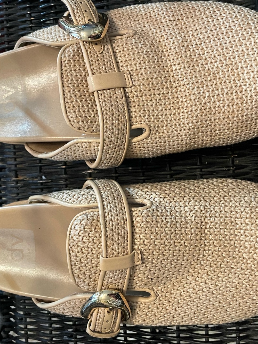 Dolce Vita Woven Slide Mules in Natural Beige - Women's Fashion Slip-Ons Size 7